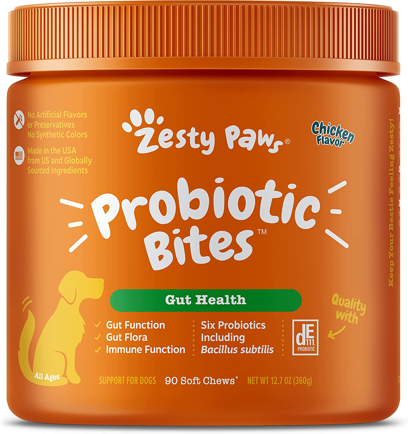 Snack Masticables Probiótico Zesty Paws Para Perros Gut Health x 90 Soft Chews
